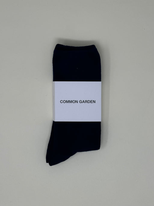 Common Garden Navy 1x1 Rib Socks | Tangerine NYC