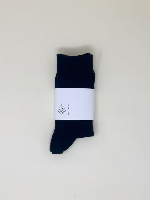 Baserange Rib Overankle Socks, Black | Tangerine NYC