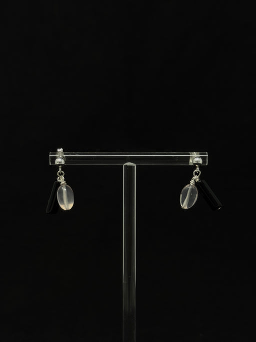 Santangelo Bebecita Earring, Onyx/Rose Quartz Drop | Tangerine NYC