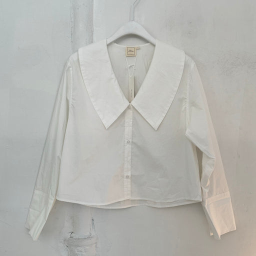 Deiji Studios Oversized Collared Shirt in White | Tangerine NYC