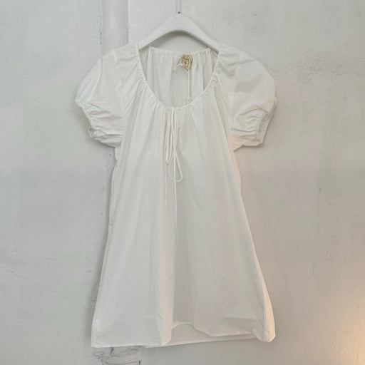Deiji Studios Capped Sleeve Dress in White | Tangerine NYC