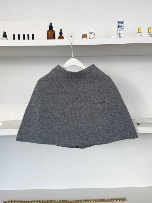 Cecilie Telle Round Long Poncho, Grey Mix | Tangerine NYC