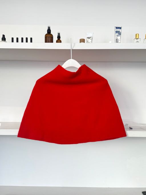 Cecilie Telle Round Long Poncho, Scarlet Red | Tangerine NYC