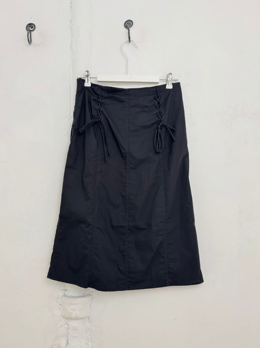 Deiji Studios Double Lace Up Skirt in Black | Tangerine NYC