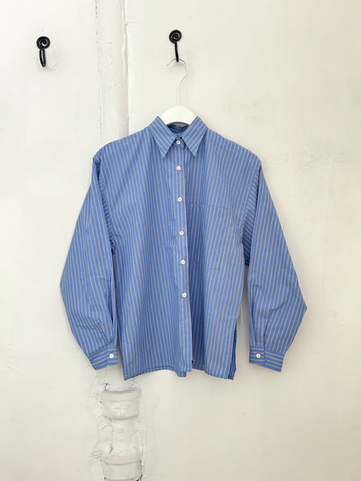 Chelsea Mak Tomo Shirt, Cerulean Stripe | Tangerine NYC