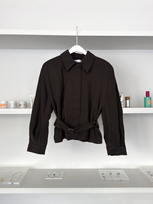 Amomento Belted Wool Jacket, Brown | Tangerine NYC