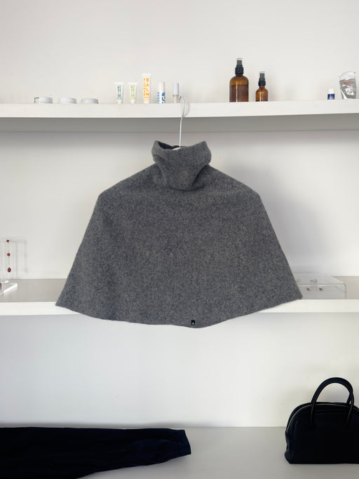 High Neck Poncho, Grey Mix | Tangerine NYC