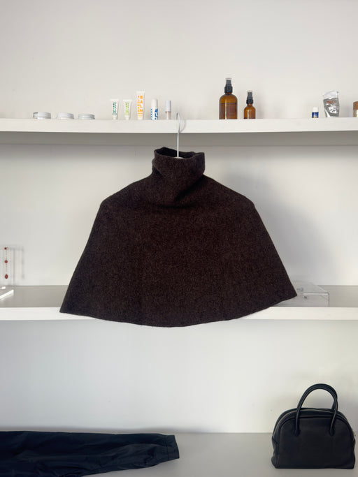 Cecille Telle High Neck Poncho, Cocoa | Tangerine NYC