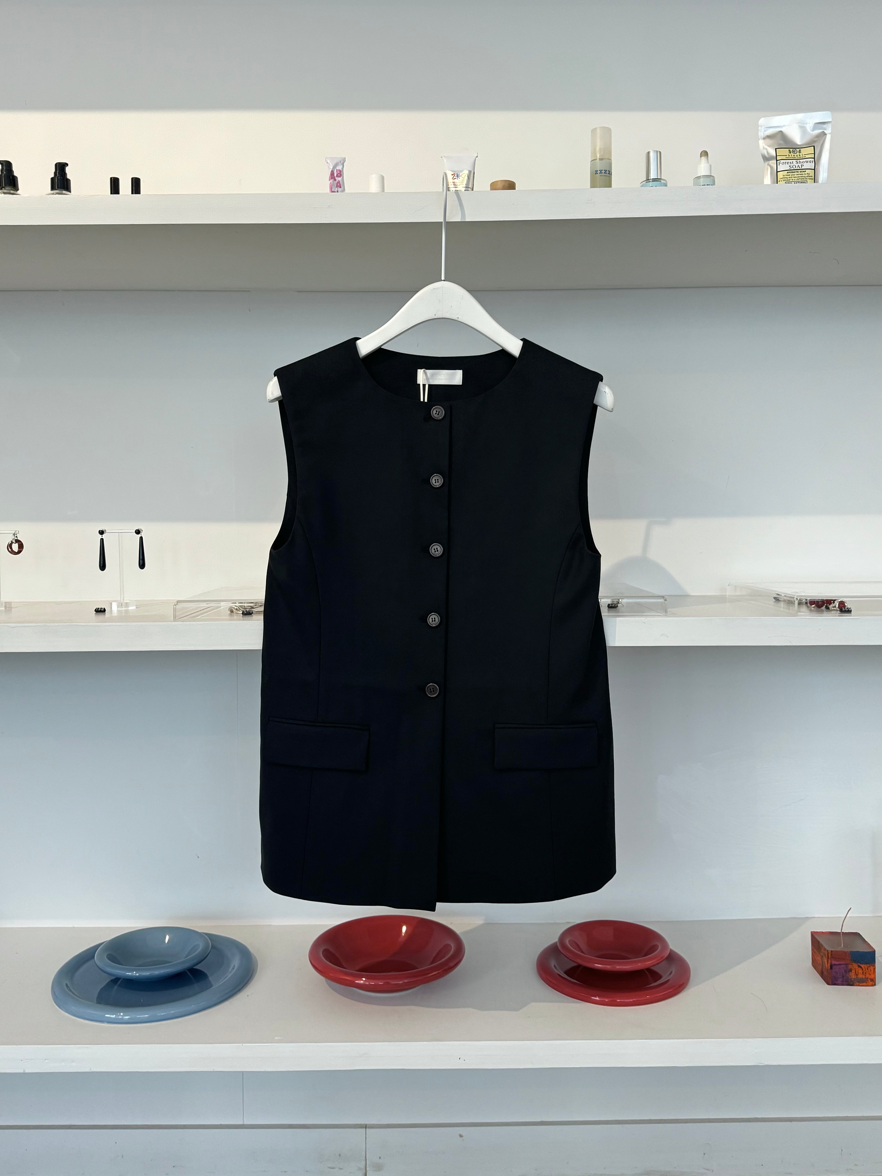 ☆新品☆ YOKE vest 3 auralee comoli a.press Organic Cotton Pucker Long Vest | EILEEN FISHER