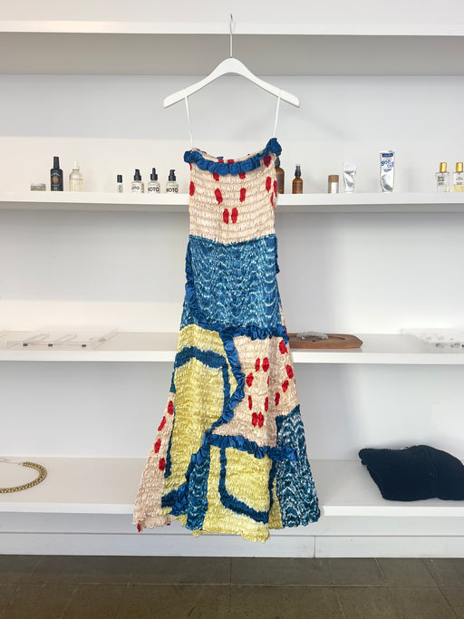 Deconstructed Tie Dye Gathered Tube Dress | Tangerine NYC