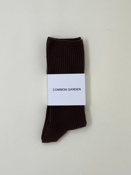 Common Garden 2x2 Ribbed Socks, Cacao | Tangerine NYC