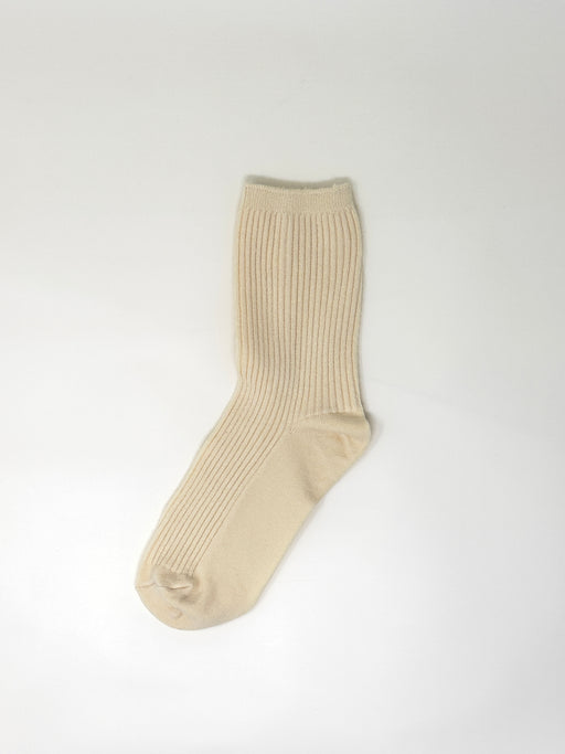 Common Garden Cream 2x2 Rib Socks | Tangerine NYC