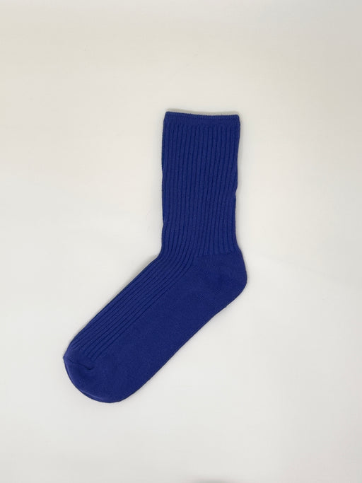 Common Garden Denim Blue 2x2 Rib Socks | Tangerine NYC