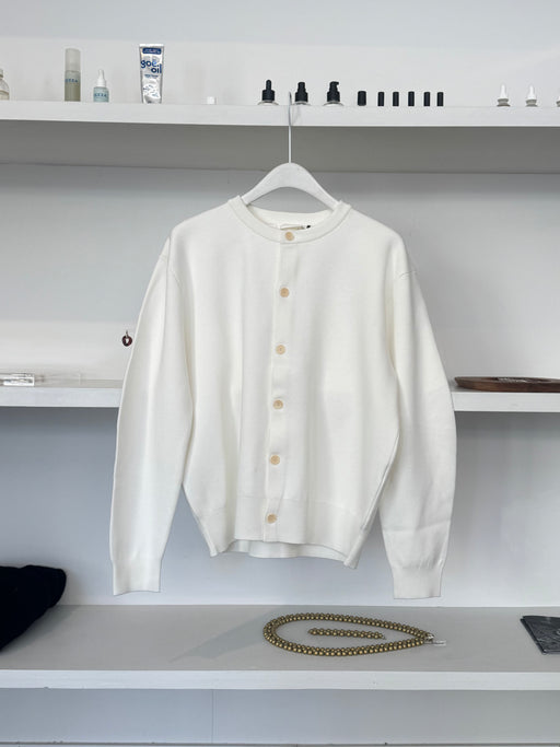 Amomento Semi Oversized Cardigan, White| Tangerine NYC