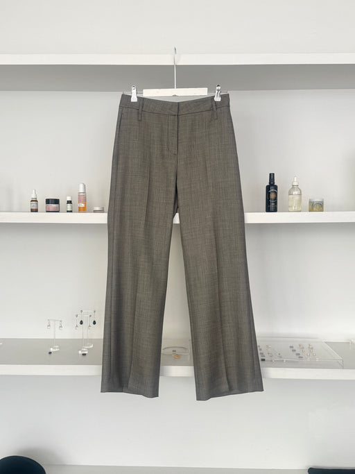 Amomento Wool Flared Pants, Grey Beige | Tangerine NYC